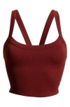Fp Movement By Free People All Clear Rib Crop Camisole In Sour Cherry