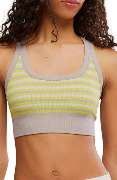Fp Movement By Free People Fp Movement Stripe Go To Sports Bra In Yellow