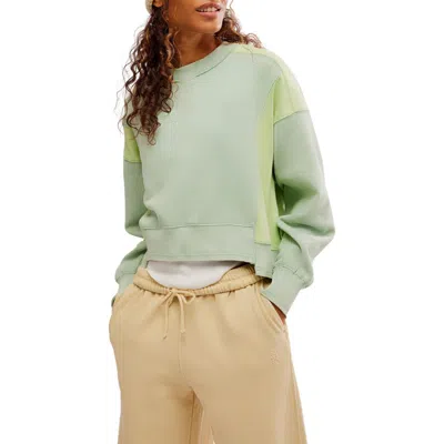 Fp Movement By Free People Intercept Colorblock Sweatshirt In Mint/lightning Lime