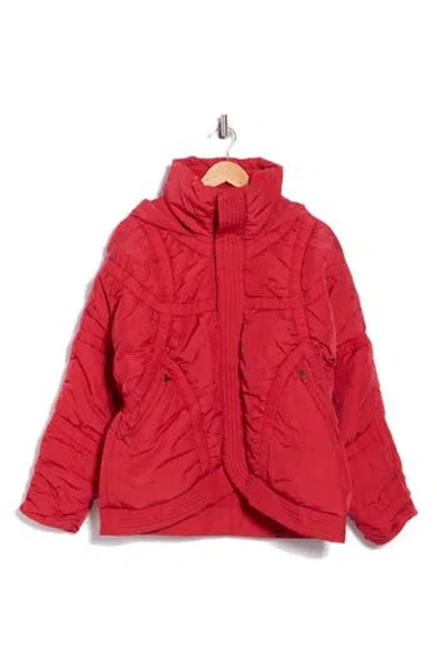 Fp Movement By Free People Shirr Enough Backpack Water Resistant Puffer Jacket In Red