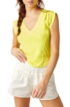 Fp Movement By Free People True North V-neck Ruched T-shirt In Highlighter