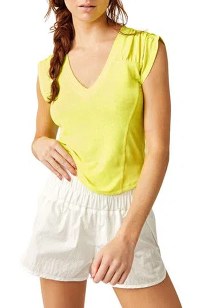 Fp Movement By Free People True North V-neck Ruched T-shirt In Highlighter