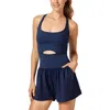 Fp Movement By Free People Womens Cut-out Nylon Romper In Blue