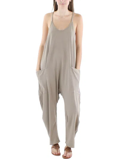 Fp Movement By Free People Womens Slouchy Cotton Jumpsuit In Gray