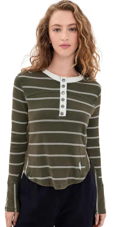 Fp Movement Cool Down Crew Stripe Henley Ivy Combo