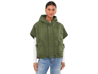 Fp Movement Happy Trails Poncho Women's Clothing Ivory: Md (women's 8-10), Nylon In Green