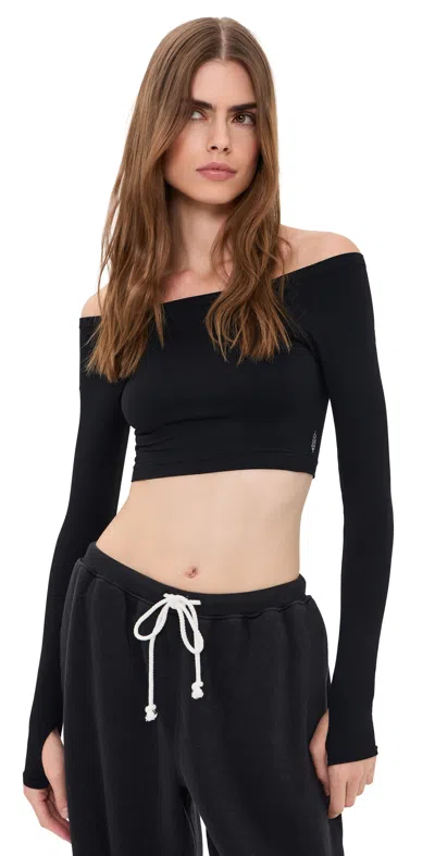 Fp Movement High Plank Off Shoulder Layer Tee Black