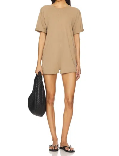 Fp Movement Hot Shot Tee Romper In Mocha Latte In Brown