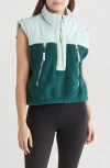 Fp Movement Journey Ahead Faux Shearling & Nylon Vest In Botanical Combo
