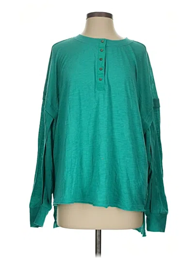 Pre-owned Fp Movement Long Sleeve Blouse In Green