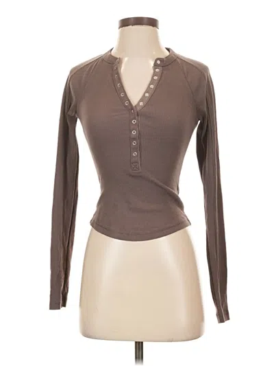 Pre-owned Fp Movement Long Sleeve Henley Shirt In Brown