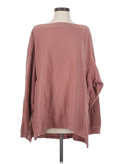 Pre-owned Fp Movement Long Sleeve Top Burgundy Boatneck Tops