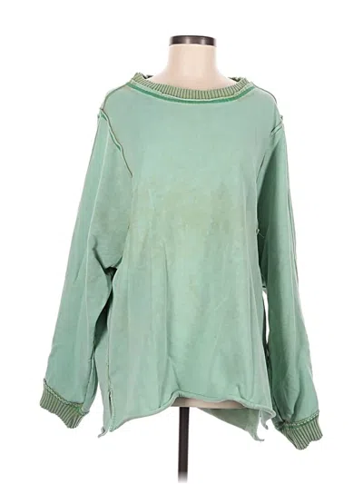 Pre-owned Fp Movement Long Sleeve Top Green Boatneck Tops