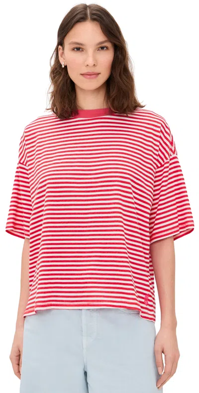 Fp Movement Oversized Stripe Tackle Tee Prep Stripe Grapefruit