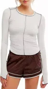 Fp Movement Right On Run Long Sleeve Layer Top In Artic Snow
