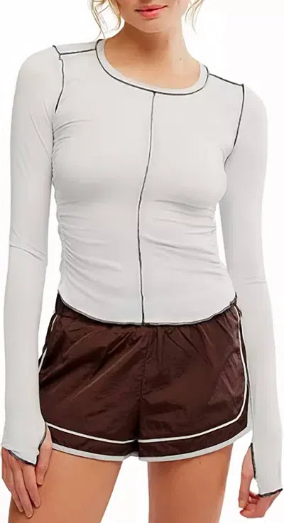 Fp Movement Right On Run Long Sleeve Layer Top In Artic Snow