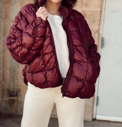Fp Movement Scrunchy Glossy Pippa Puffer In Ox Blood In Multi
