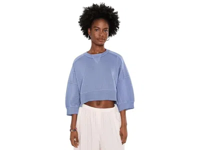 Fp Movement Short Sleeve Intercept Pullover Women's Sweatshirt Riptide: Xl (women's 16) In Blue