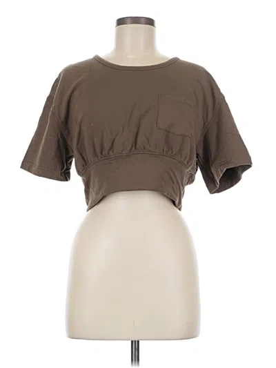 Pre-owned Fp Movement Short Sleeve Top Brown Crew Neck Tops