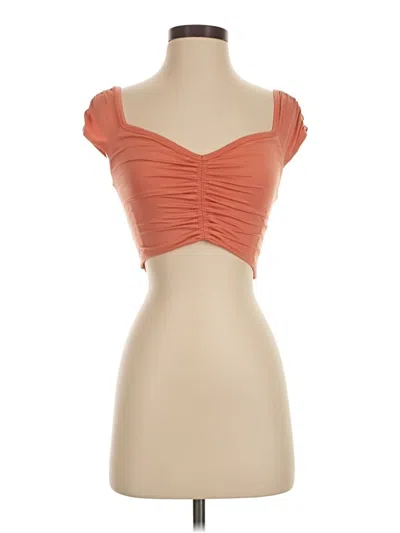 Pre-owned Fp Movement Short Sleeve Top Orange Sweetheart Neckline Tops