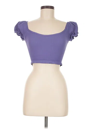 Pre-owned Fp Movement Short Sleeve Top Purple Sweetheart Neckline Tops