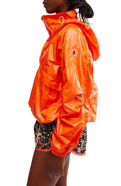 Fp Movement Spring Showers Water Resistant Packable Rain Jacket In Orange