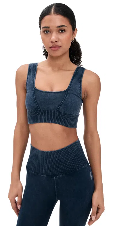 Fp Movement Square Neck Good Karma Bra Navy In Blue