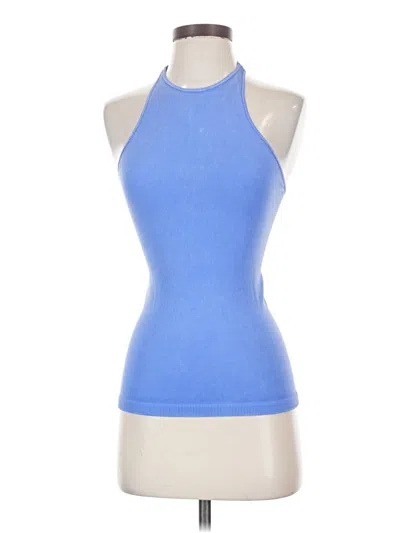 Pre-owned Fp Movement Tank Top Blue Solid Pattern High Neck Tops