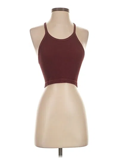 Pre-owned Fp Movement Tank Top Burgundy Halter Neckline Tops