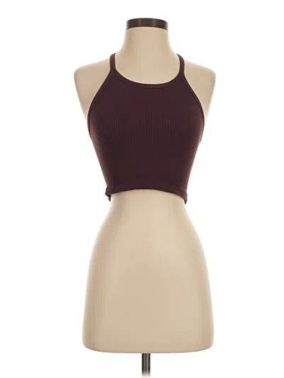 Pre-owned Fp Movement Tank Top Burgundy Halter Neckline Tops