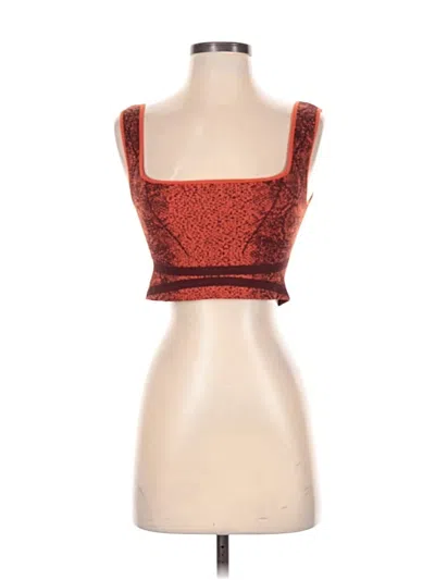 Pre-owned Fp Movement Tank Top Orange Square Neckline Tops