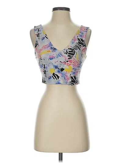 Pre-owned Fp Movement Tank Top Silver Plunge Neckline Tops