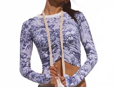 Fp Movement Tempo Ruched Printed Long Sleeve Tee In Blue