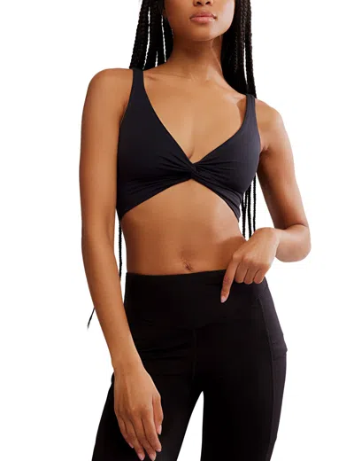 Fp Movement Women's Never Better Reversible Twist Crop Light Support Sports Bra In Black