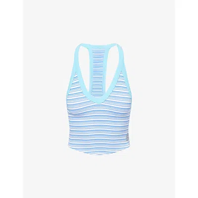 Fp Movement Womens Bright Blue Racerback Stripe Jersey Top