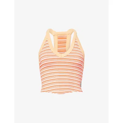Fp Movement Womens Grapefruit Racerback Stripe Jersey Top In Pink
