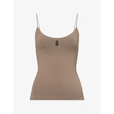 Fp Movement Womens Skinny Strap Logo Tank Top Pewter In Brown