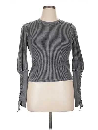 Pre-owned Fp One Long Sleeve Top Gray Mock Neckline Tops