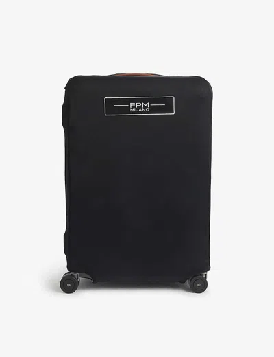 Fpm - Fabbrica Pelletterie Milano Bank Spinner 68 Logo-print Neoprene Suitcase Cover In Black Ink