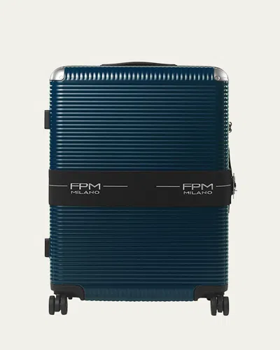 Fpm Milano Bank Zip 22" Deluxe Spinner Luggage In Navy Blue