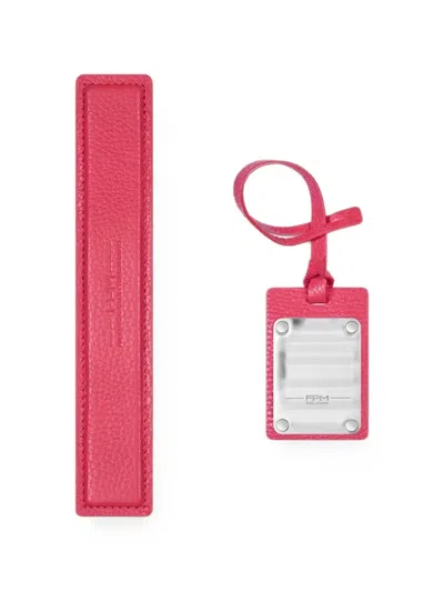 Fpm Milano Logo-engraved Leather Address Tag In Red