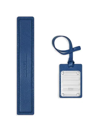 Fpm Milano Metal Leather Address Tag In Blue