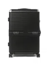 Fpm Milano Bank Zip Deluxe Extra Large Checked Suitcase In Black