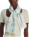 Fraas Botanical Floral Scarf In White/multi