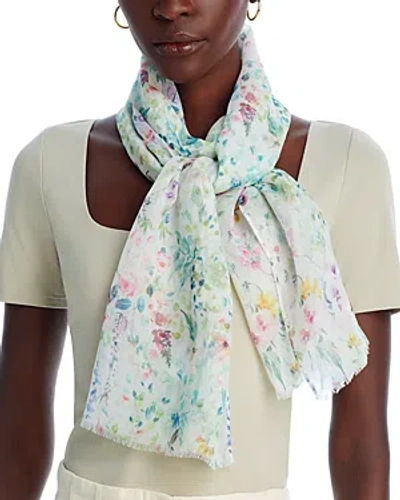 Fraas Botanical Floral Scarf In White/multi