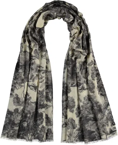Fraas Digital Floral Print Scarf In Charcoal