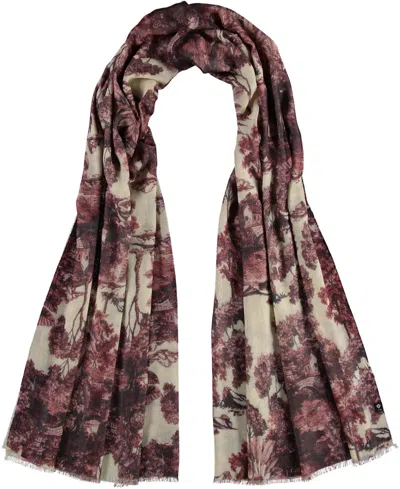 Fraas Digital Floral Print Scarf In Rosewood