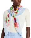 Fraas Oversized Floral Square Scarf In Blue/multi