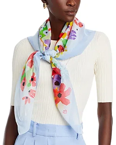 Fraas Oversized Floral Square Scarf In Blue/multi