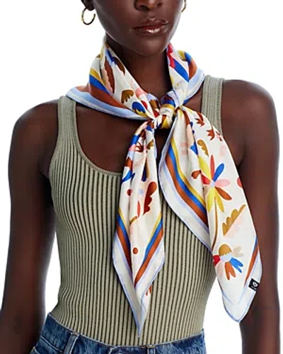Fraas Oversized Silk Scarf In Blue/ivory